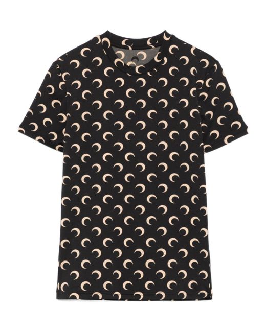 MARINE SERRE Black Crescent Print Crewneck T-Shirt