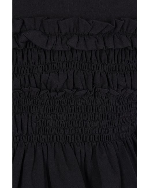 CECILIE BAHNSEN Black Vilde Smocked Peplum T-Shirt