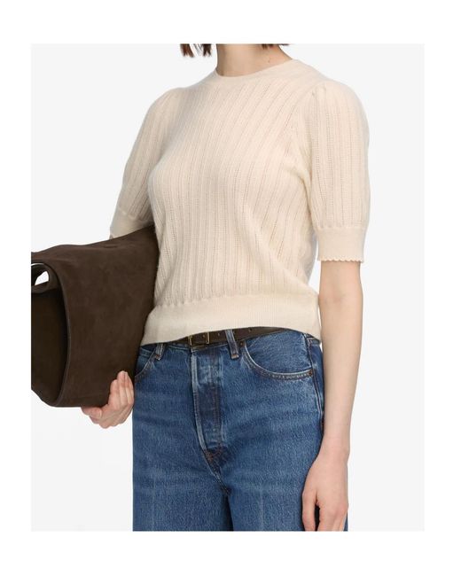 FRAME White Short Sleeve Crewneck Jumper