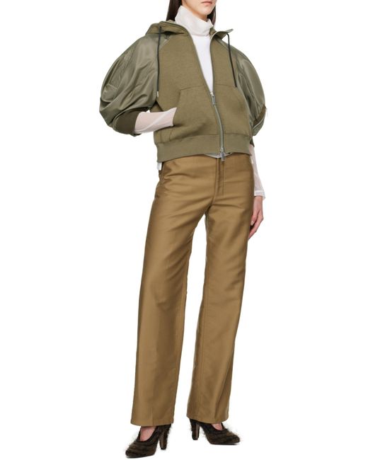 Sacai Green Long-Sleeved Spliced Jacket