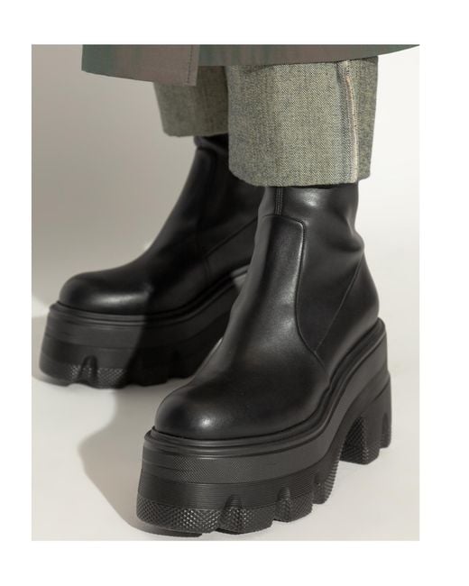 Casadei Black Round Toe Platform Boots