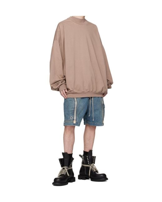 Rick Owens Natural Temple Hun Crew Neck Sweatshirt for men