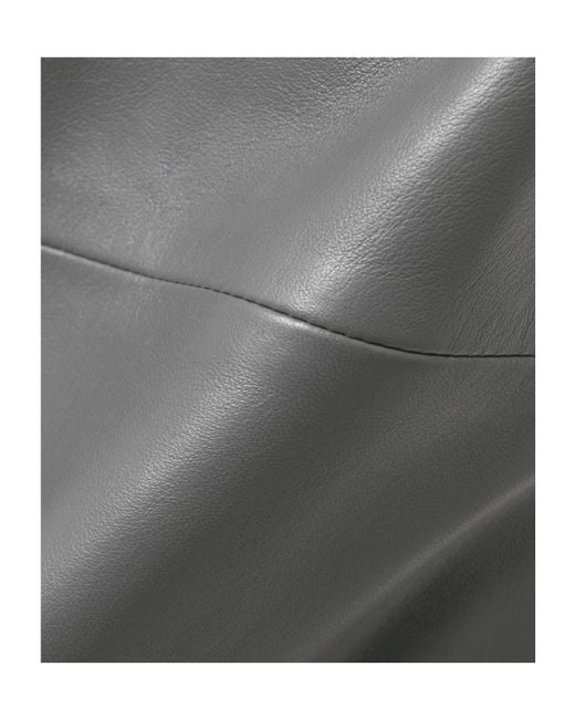 Goldsign Gray Leather Midi Skirt