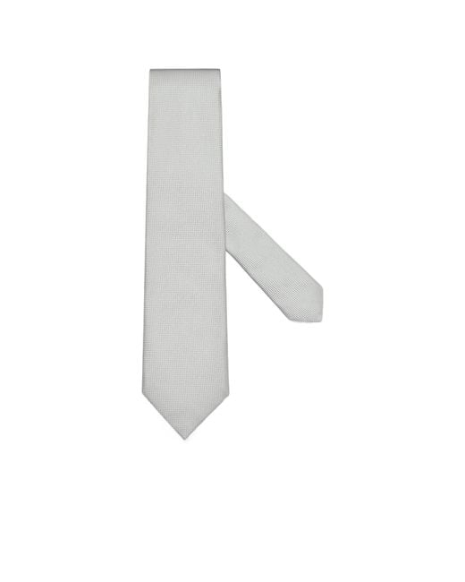 Zegna White Jacquard Pointed Tip Tie for men
