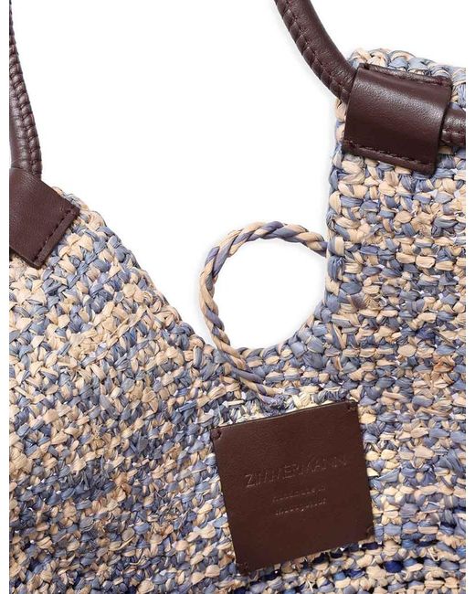 Zimmermann Blue Fringe-Trimmed Woven Tote Bag