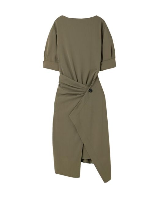 Proenza Schouler Green Maisie Wrap-Effect Pleated Crepe Midi Dress