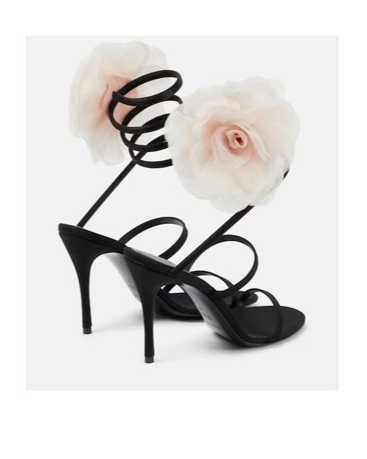 Magda Butrym White Floral-Appliqué Satin Sandals