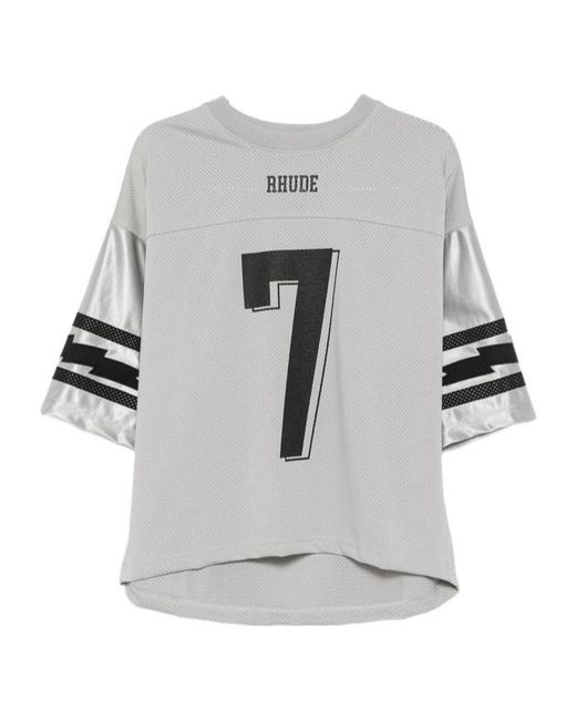 Rhude Gray Lightning Football T-Shirt for men