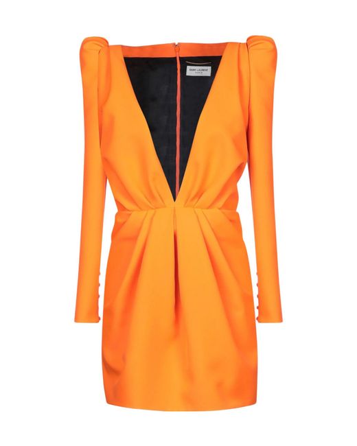 Saint Laurent Orange Long Sleeves Dress