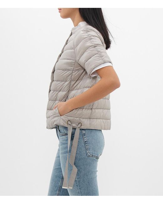 Herno Gray Short-Sleeve Puffer Jacket