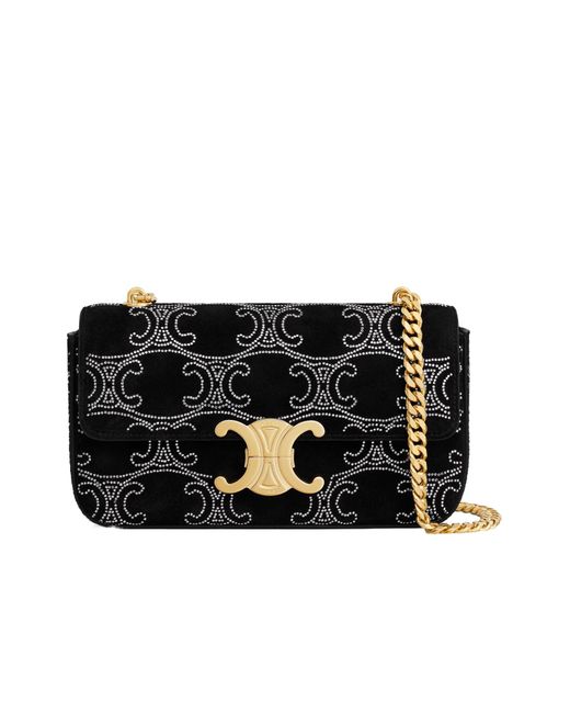 【★オシャレ★】Celine CHAIN SHOULDER BAG CLAUDE CHAIN SHOULDER BAG CLAUDE IN SHINY CALFSKIN - BLACK | CELINE