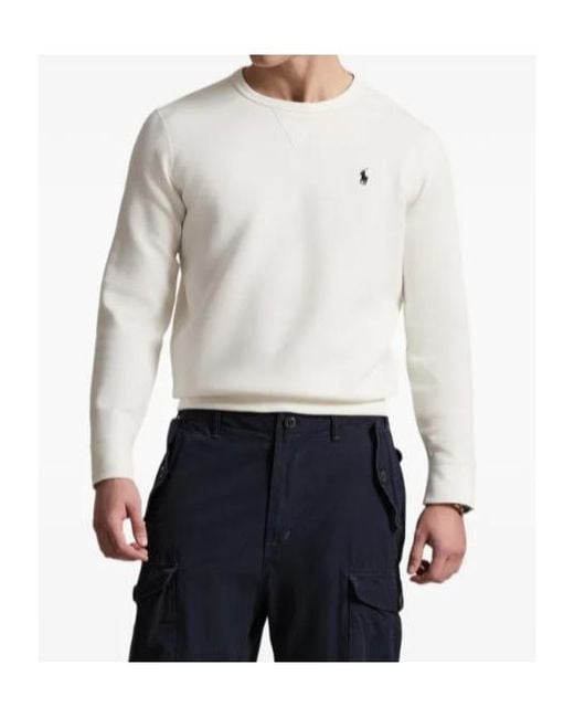 Polo Ralph Lauren White Double-Knit Logo Sweatshirt for men