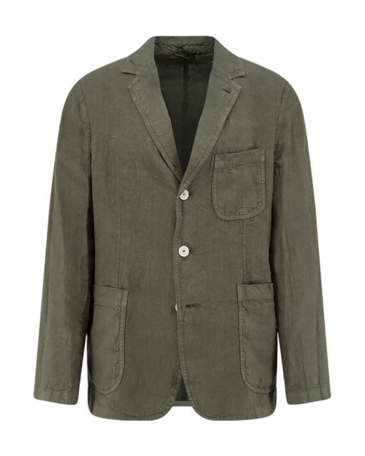 Aspesi Green Unlined Linen Blazer for men