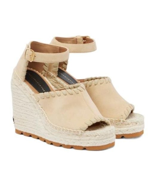 Stella McCartney Metallic Faux Suede Wedge Espadrilles