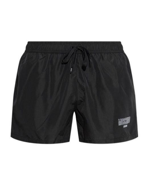 Moschino Black Drawstring Swim Trunks for men