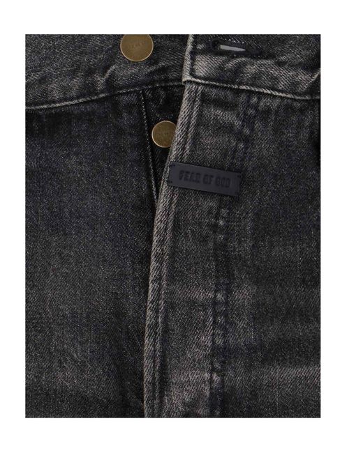Fear Of God Gray Straight-Leg Distressed Jeans for men