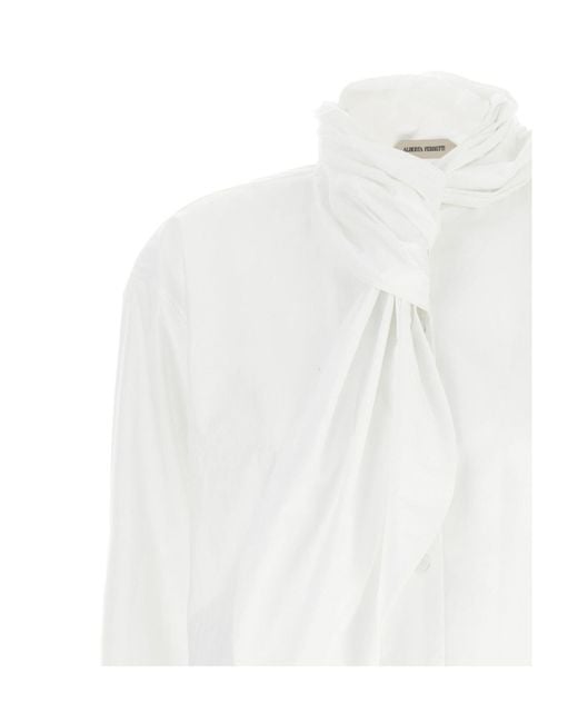 Alberta Ferretti White Lavallière Collar Shirt