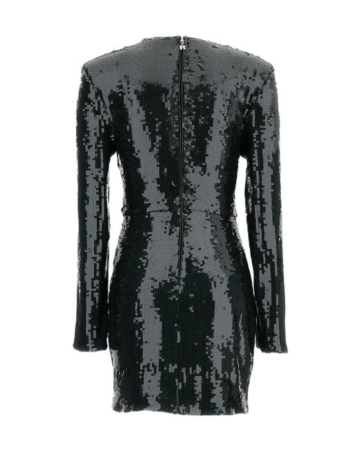 ROTATE BIRGER CHRISTENSEN Black Linet Sequined Draped Mini Dress