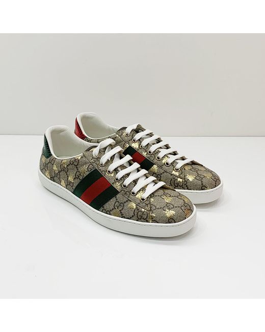 Gucci Green Ace Gg Supreme Lace-Up Sneakers