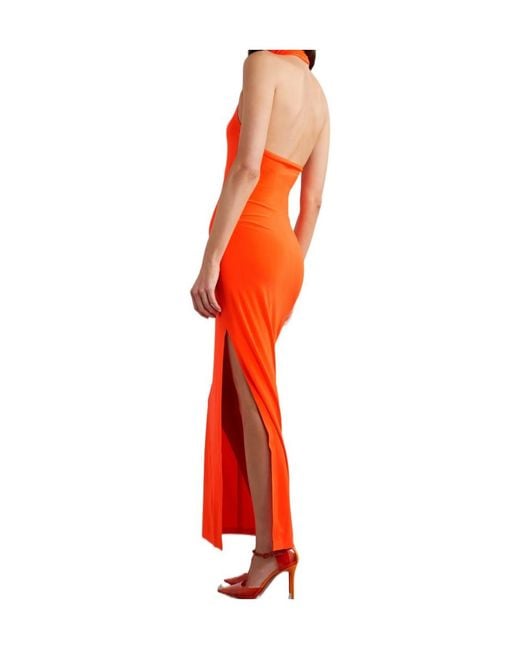 Norma Kamali Orange Stretch-jersey Turtleneck Midi Dress