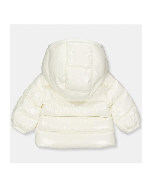 Moncler White Logo Patch Down Jacket