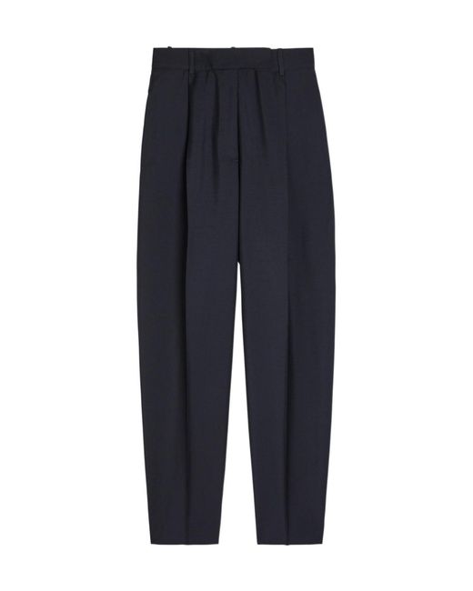 Rohe Blue Pleated Wool-Blend Trousers