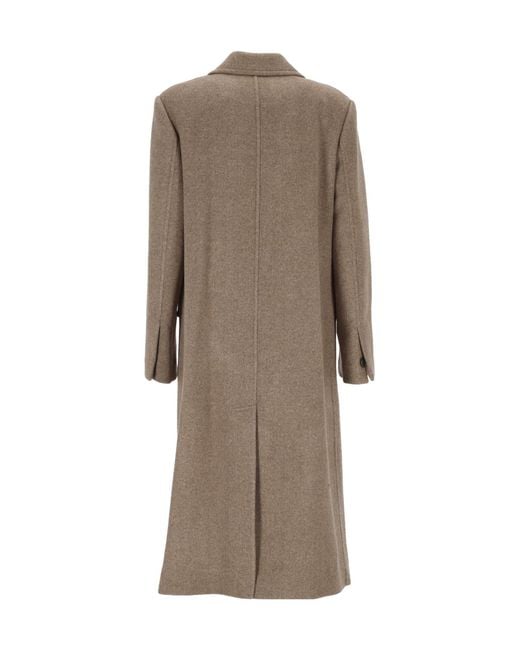 Tory Burch Natural Double Breasted Wool Coat
