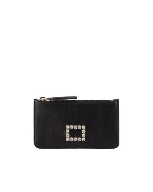 Roger Vivier Black Rhinestone-Embellished Wallet
