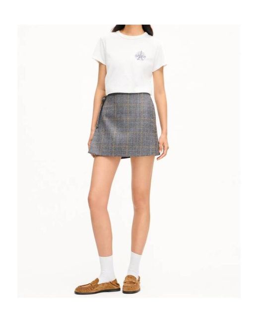 KENZO Gray Checks' Wrap Short Skirt