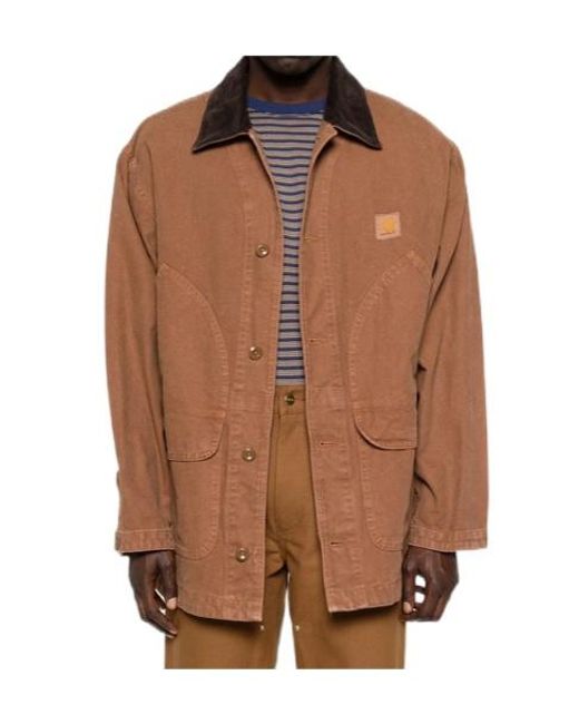 Carhartt Brown Courdoroy-Collar Jacket for men
