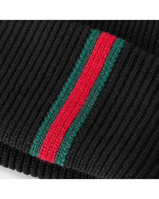 Gucci Black Striped Knit Hat for men