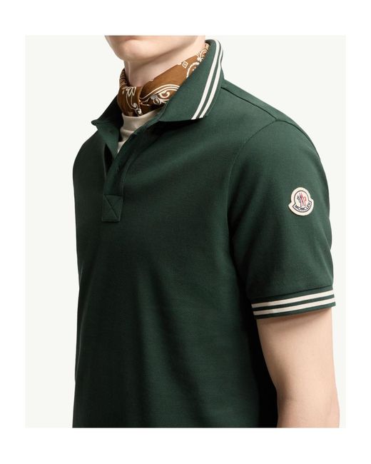 Moncler Green Logo Embroidered Short-Sleeve Polo Shirt for men