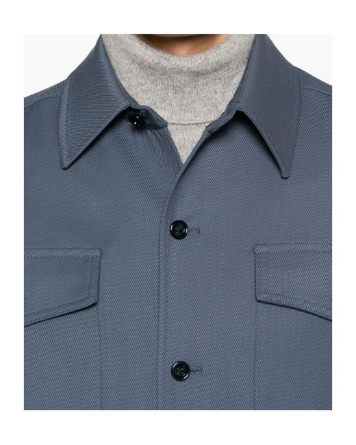Lardini Blue Button-Fastening Flap-Pocket Jacket for men
