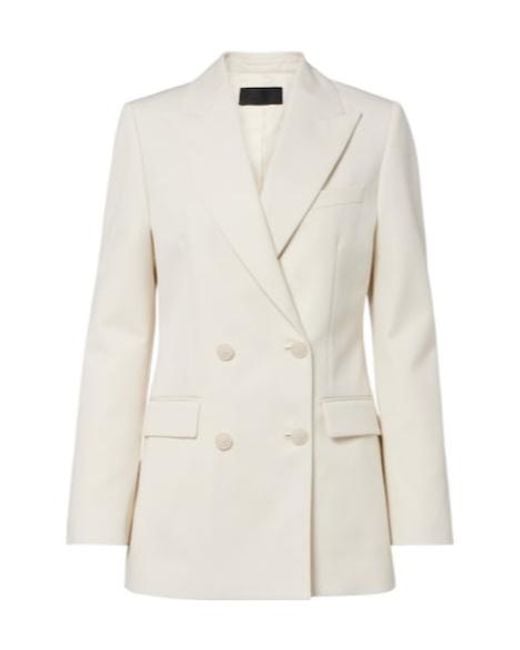 Nili Lotan White Weston Double-Breasted Virgin Wool Blazer