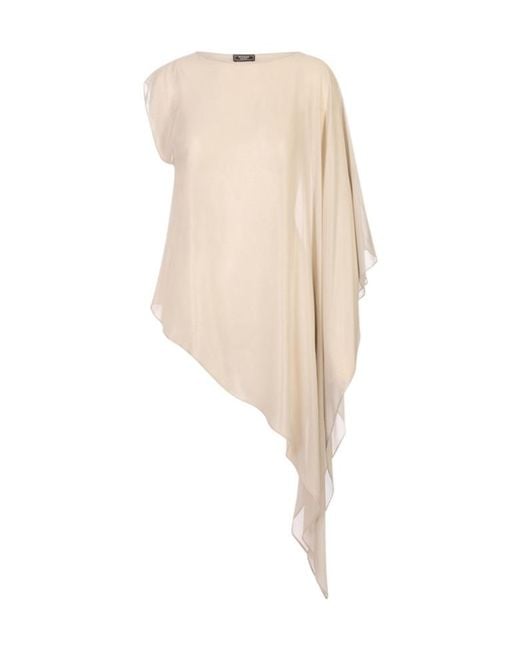 Peserico Natural Asymmetric Crewneck Blouse