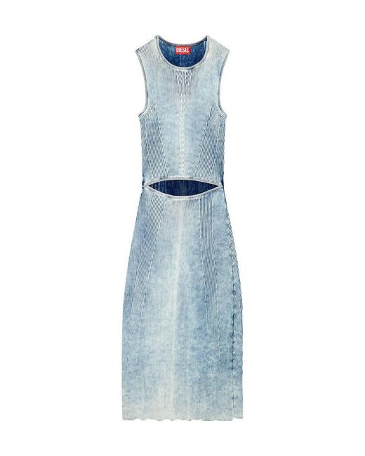 DIESEL Blue M-Taryn Cut-Out Ribbed-Knit Sleeveless Midi Dress