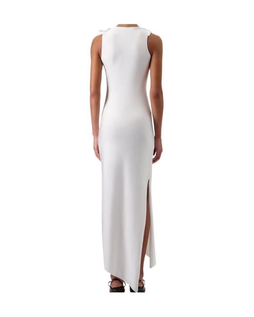 Coperni White Flower-Detailed Sleeveless Midi Dress