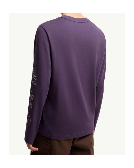 Moncler Purple Logo Motif Cotton Long Sleeve T-Shirt for men