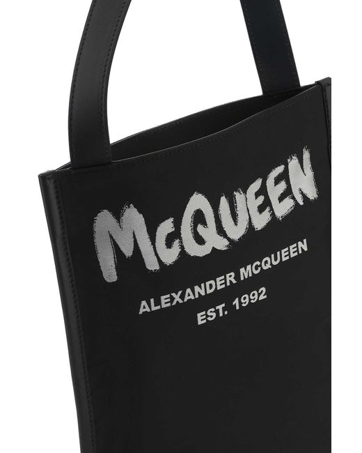 McQueen Black Logo Printed Crossbody Bag for men