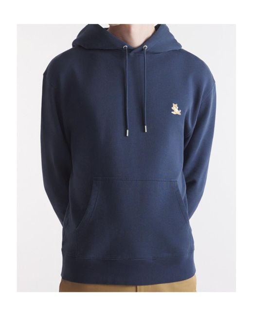 Maison Kitsuné Blue Maison Kitsun Bold Fox Head Patch Drawstring Hoodie for men