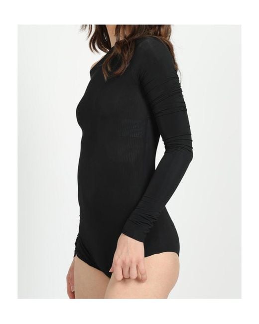 Alberta Ferretti Black Slim-Fit Long-Sleeved Bodysuit