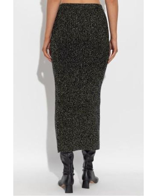 Max Mara Black Rodano Ribbed Lurex-Effect Midi Skirt