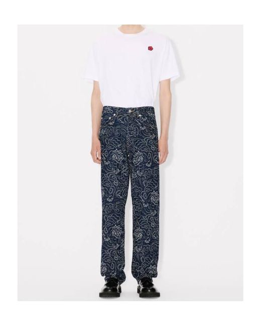 KENZO Blue Star Tiger' Asagao Straight Jeans for men