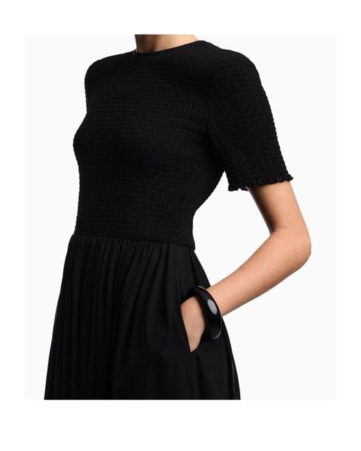 Emporio Armani Black Shirred-Bodice Maxi Dress