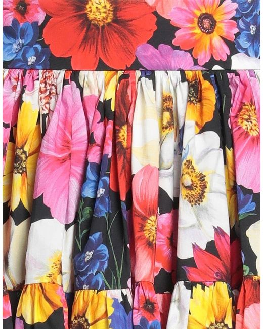 Dolce & Gabbana Red Floral Print Midi Skirt