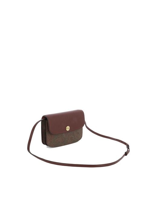 Etro Brown Essential Jacquard Foldover Crossbody Bag