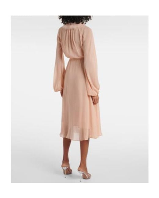 Blumarine Pink Georg Feather-Trimmed Midi Dress