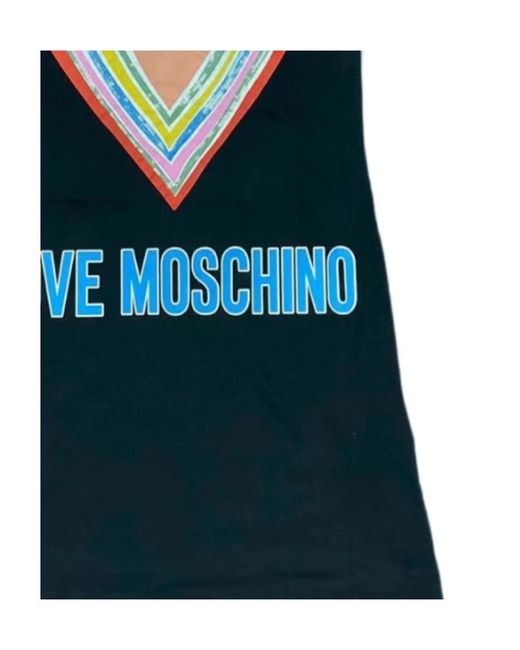 Moschino Blue Round Neck Short-Sleeved Dress