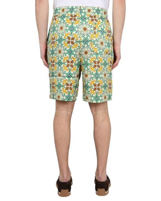 Drole de Monsieur Green Elastic Waistband Shorts for men