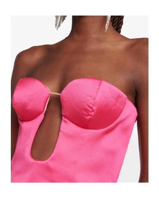 Magda Butrym Pink Strapless Cutout Satin Minidress